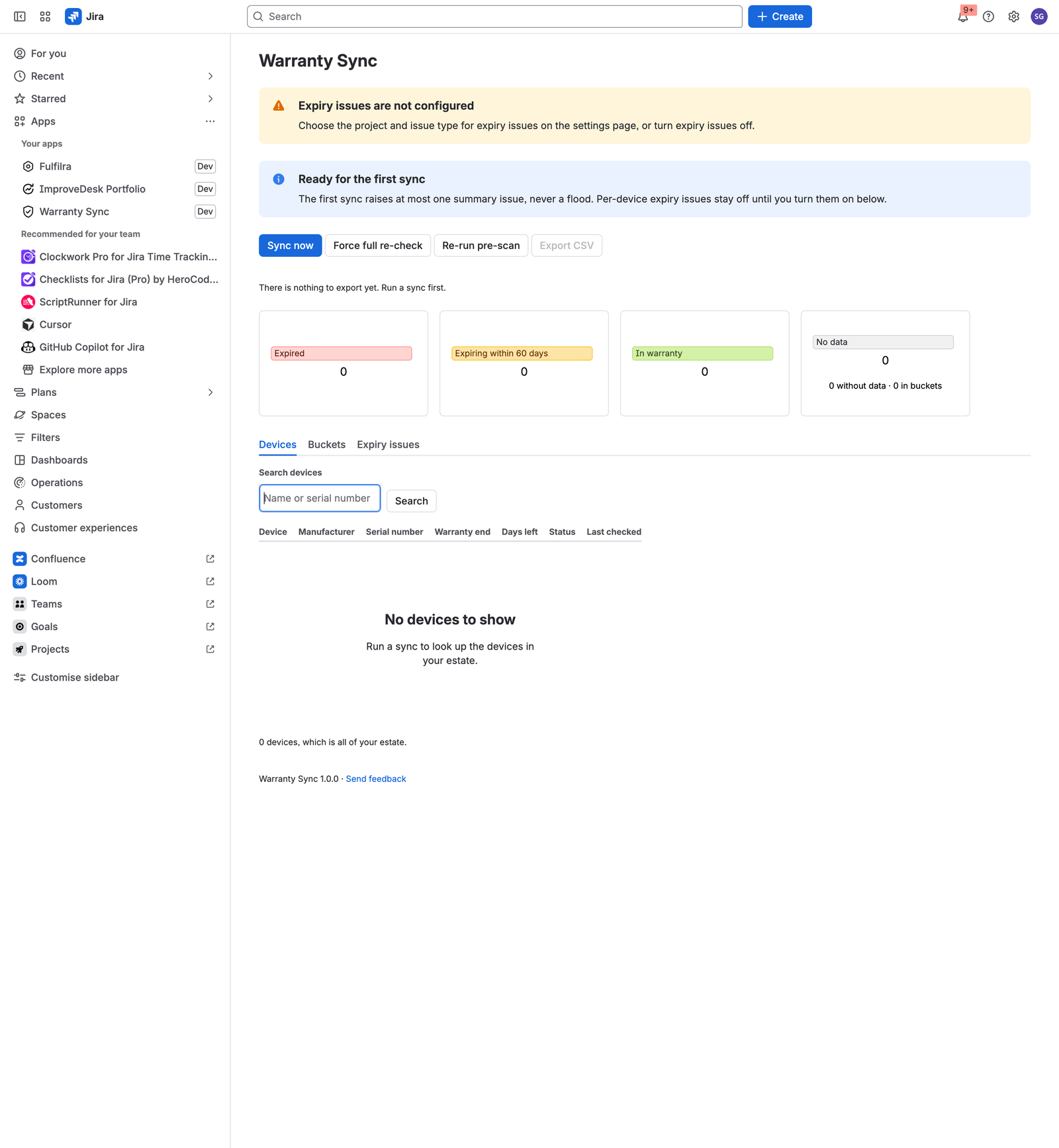 Ready for the first sync