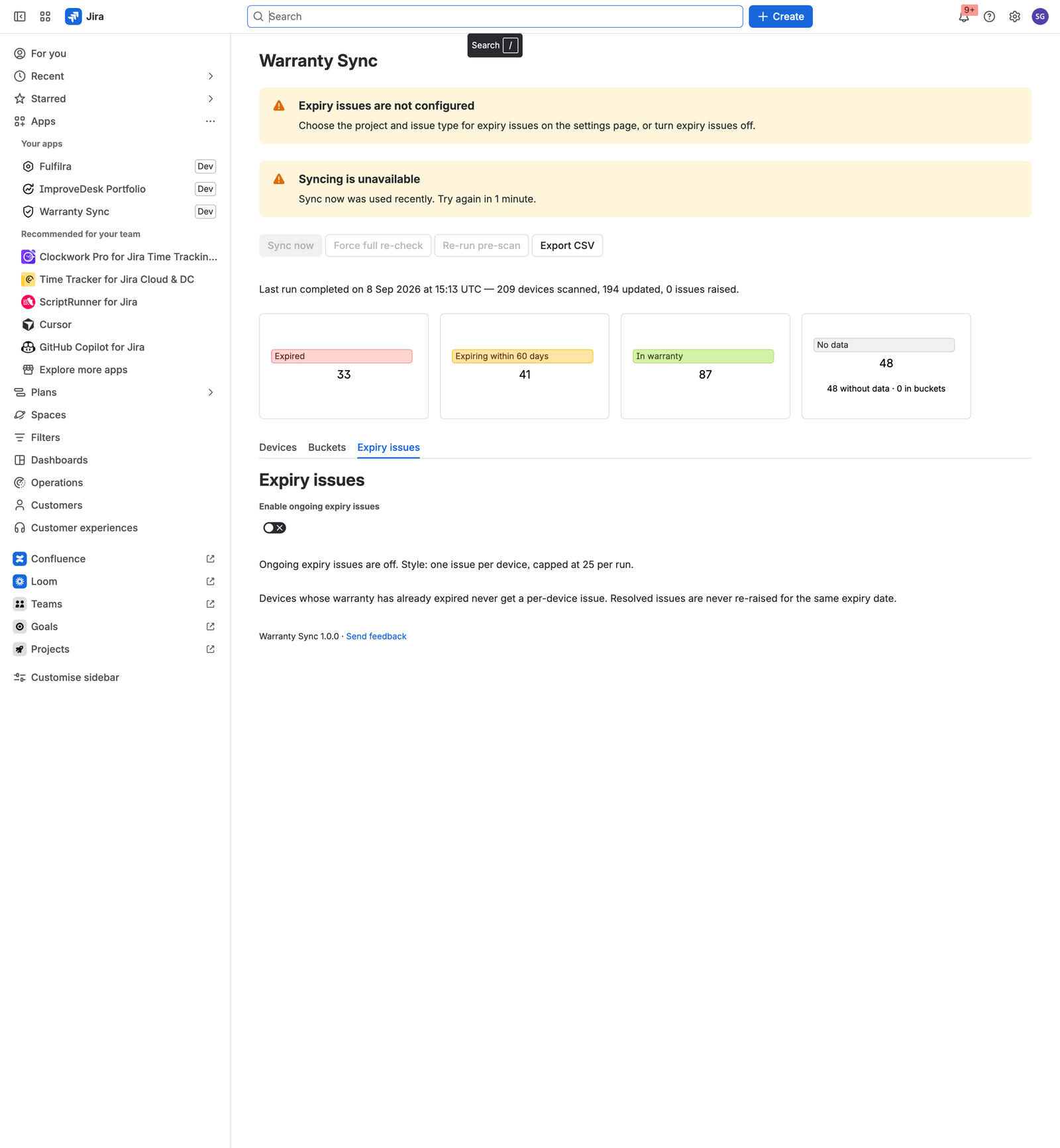 Expiry issues, switched off