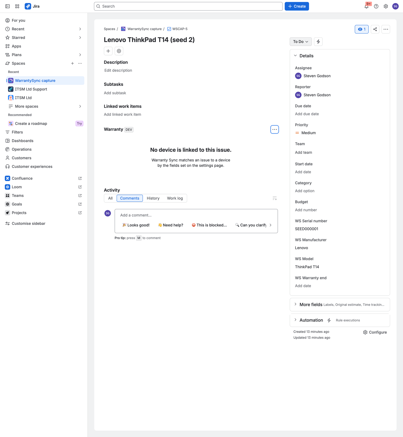 No device is linked to this work item
